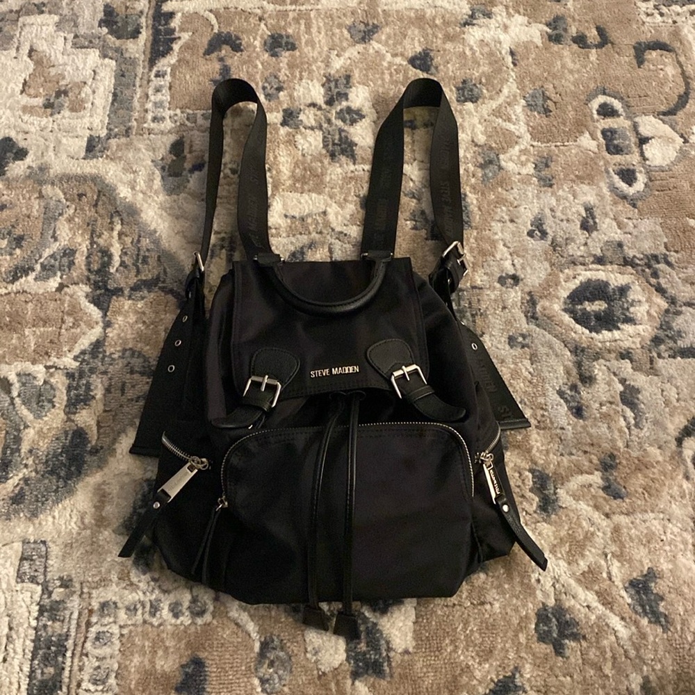 Steve Madden black bag bookbag backpack handbag